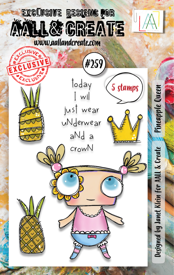 #259 - A7 Clear Stamp Set - Pineapple Queen