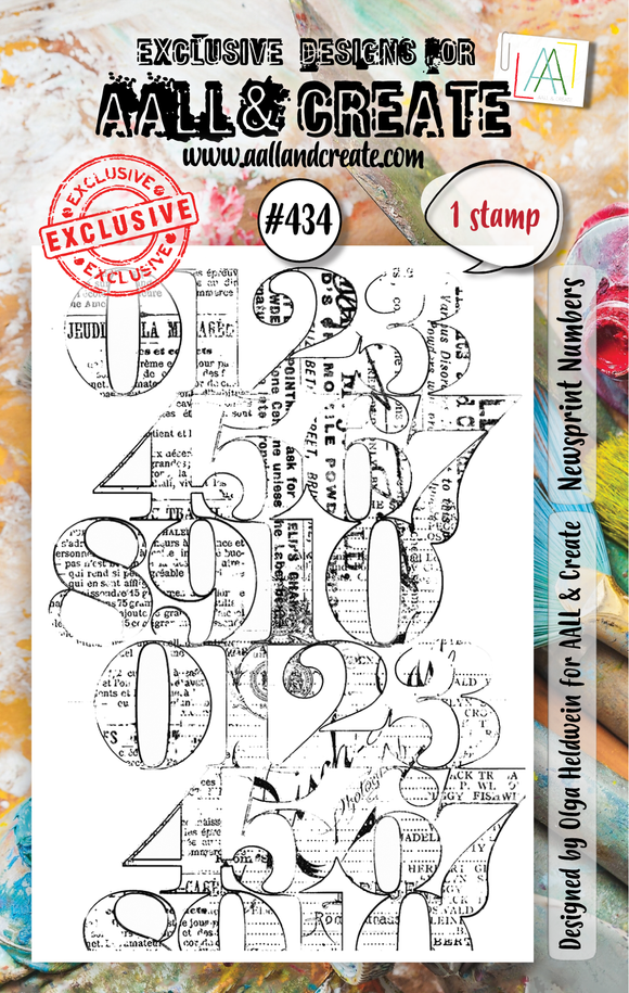 #434 - A7 Clear Stamp Set - Newsprint Numbers