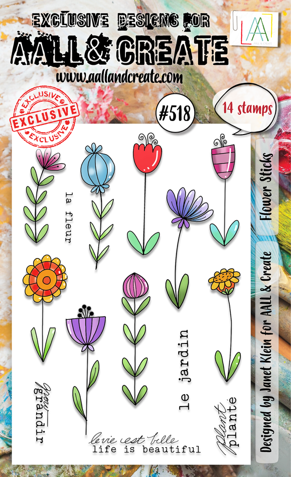 #518 - A6 Clear Stamp Set - Flower Sticks