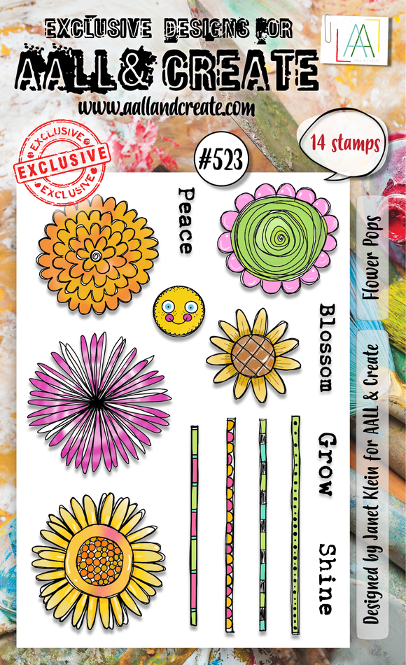 #523 - A6 Clear Stamp Set - Flower Pops