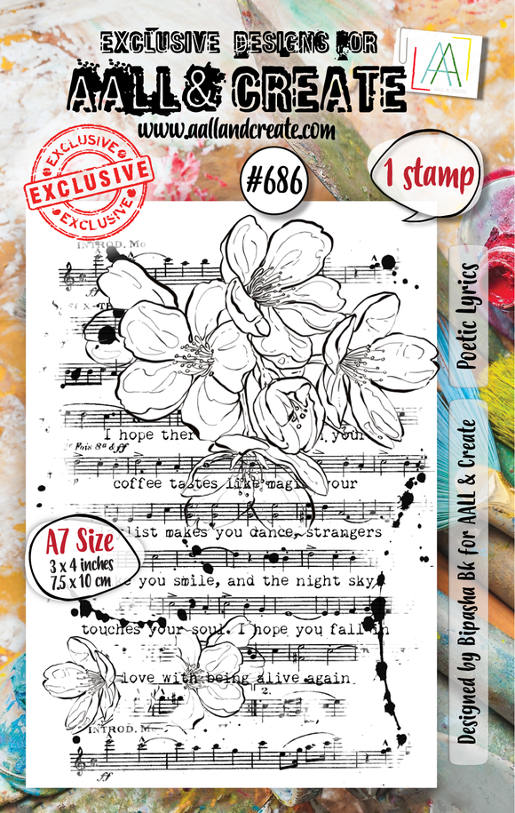 #686 - A7 Clear Stamp Set - Poetic Lyrics