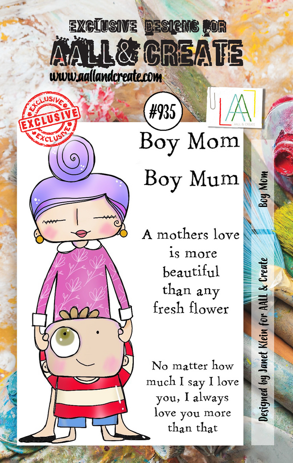 #935 - A7 Stamp Set - Boy Mum - AALL & Create Wholesale - Stamp