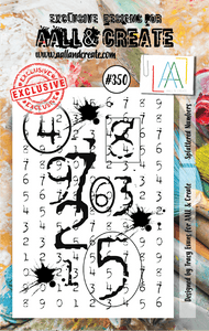 #350 - A7 Clear Stamp Set - Splattered Numbers - AALL & Create Wholesale - stamp