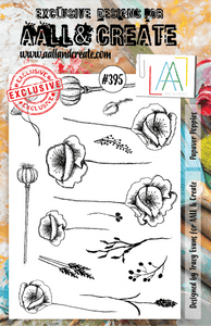 #395 - A5 Clear Stamp Set - Papaver Poppies - AALL & Create Wholesale - stamp