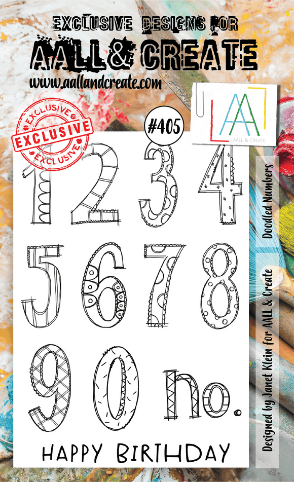 #405 - A6 Clear Stamp Set - Doodled Numbers - AALL & Create Wholesale - stamp