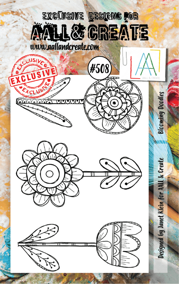 #508 - A7 Clear Stamp Set - Blooming Doodles - AALL & Create Wholesale - stamp