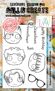 #527 - A6 Clear Stamp Set - The Boys - AALL & Create Wholesale - stamp