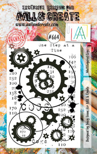 #664 - A7 Clear Stamp Set - Multilayered Cogs - AALL & Create Wholesale - stamp