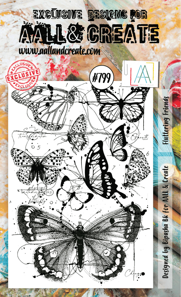 #799 - A6 Clear Stamp Set - Fluttering Friends - AALL & Create Wholesale - stamp