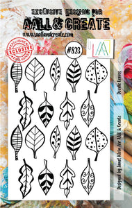 #823 - A7 Clear Stamp Set - Doodle leaves - AALL & Create Wholesale - stamp