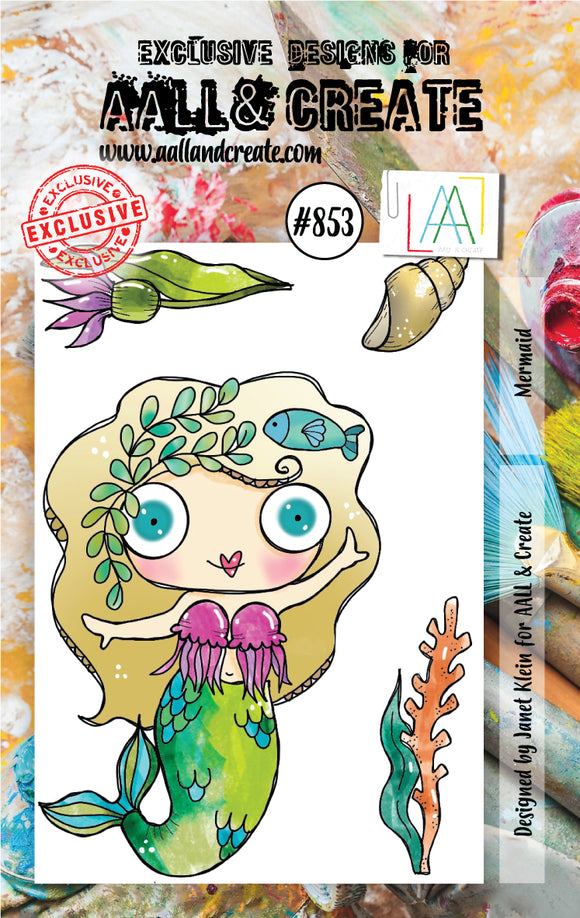 #853 - A7 Clear Stamp Set - Mermaid - AALL & Create Wholesale - stamp