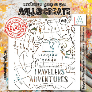 #40 - 6"x6" Stencil - Adventure Map - AALL & Create Wholesale - stencil